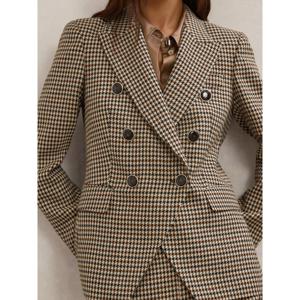REISS Hartley Wool-Blend Double-Breasted Check Blazer